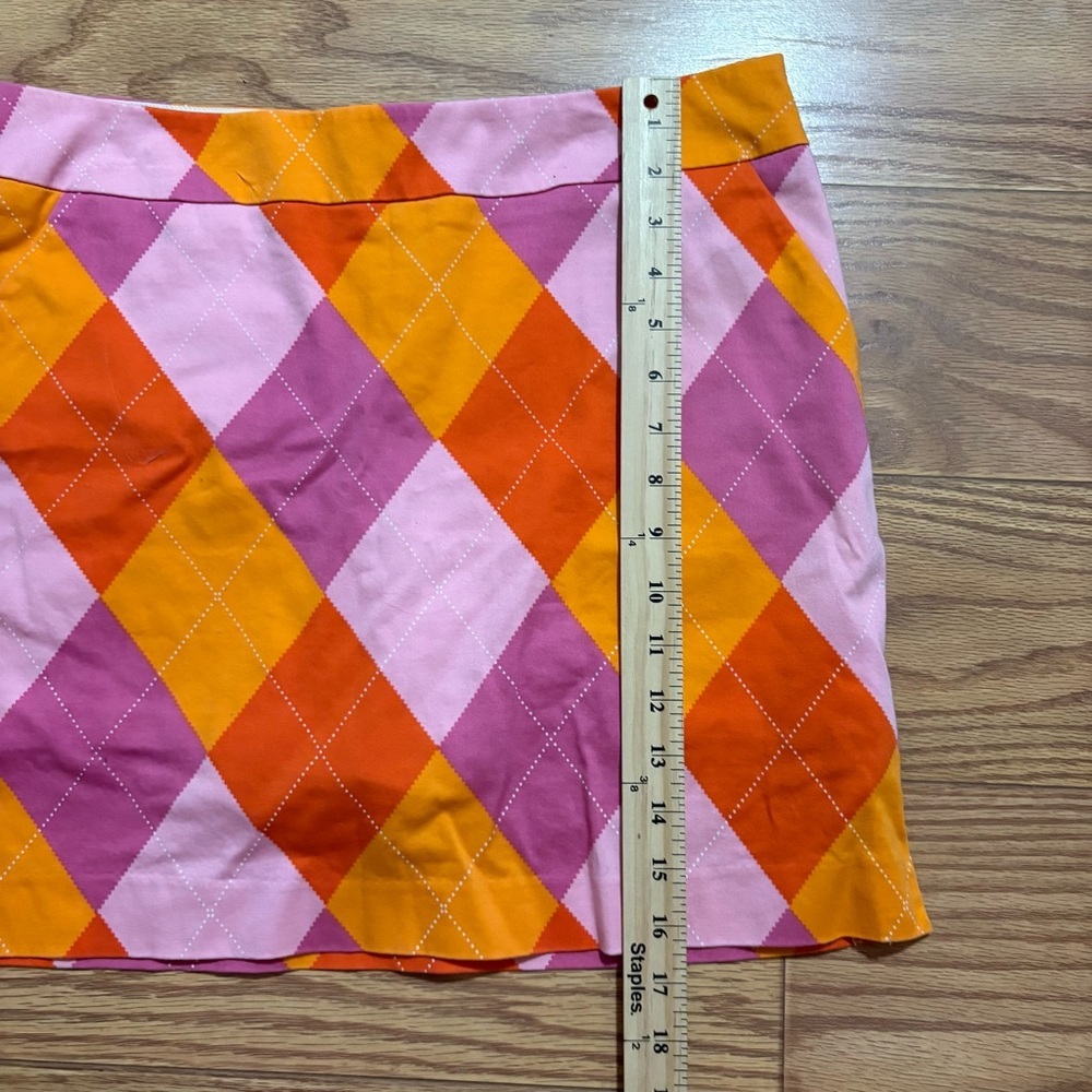 Loudmouth Ladies Golf Pink Orange Argyle Diamond Skirt 6 - Picture 6 of 7